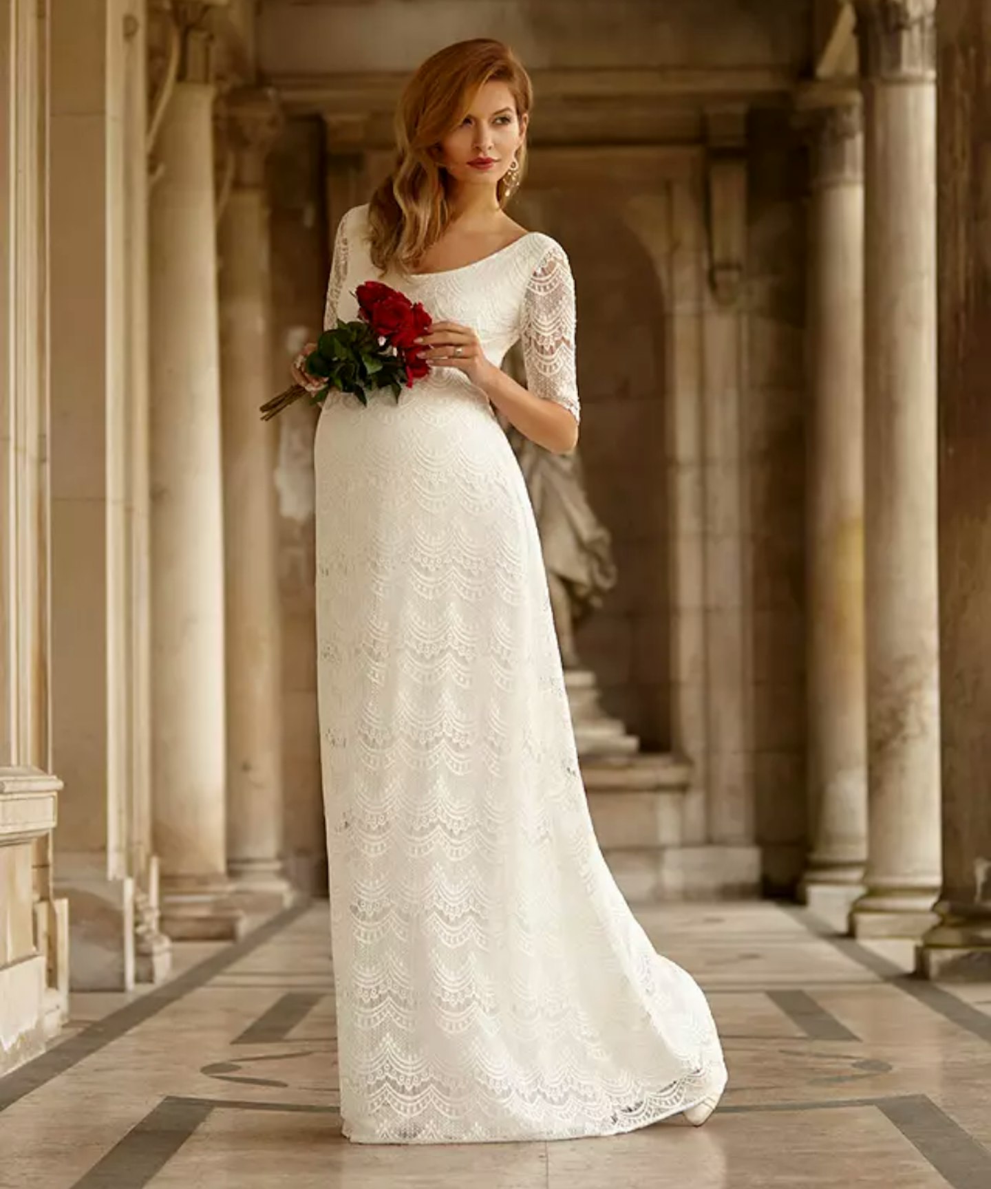 Long maternity hot sale bridesmaid dresses